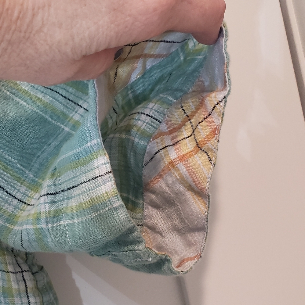 Tommy Bahama Linen 100% Shirt Plaid Button Up Short Sleeve Size Medium Green - Picture 9 of 14
